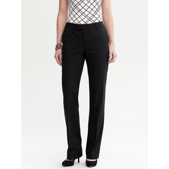Banana Republic Black Wool Blend Martin Fit Trousers Size 4 - Picture 2 of 9